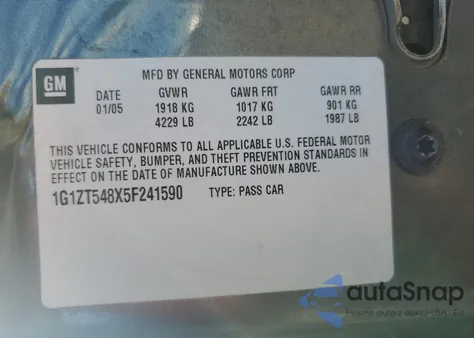 2005 Chevrolet Malibu Ls from USA, damaged, VIN 1G1ZT548X5F241590